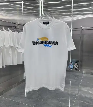Balenciaga T-shirts for Men Round Neck,100% Cotton,Sweat-Absorbent,Quick-Drying,White/Black #A48634