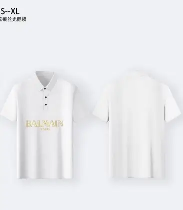 Balmain T-Shirts Polo for men Buttons Black/White #A46587