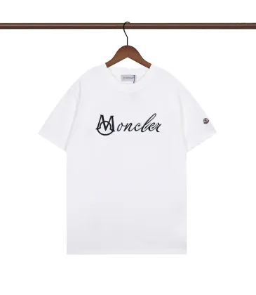 Moncler T-shirts for men  logo-embroidered Cotton Black/White #A48648