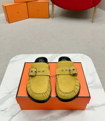 Hermes Shoes for Men Mules Biege Linen Slippers Yellow #A48936