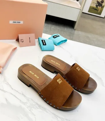 Miu Miu Shoes for women Suede Logo Slide Clogs #A48745