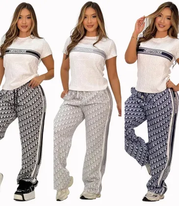 2025 On sale Women's Dior CD Pattern Top and Pants Set with Side Stripe #A47225