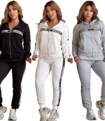 Women's Dior CD Pattern Hoodie and Pants Set with Side Stripe #A47228